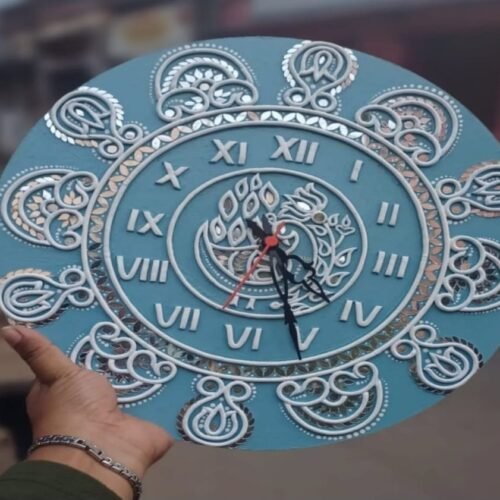 Decorative Handmade Lippan Art Wall Clock for Aesthetic Art Home Decor